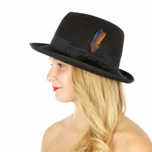 New Adjustable fedora hat with feather trim